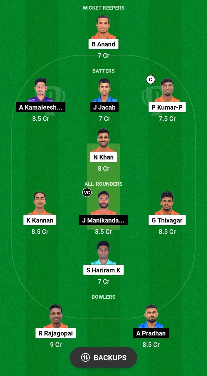 ROY vs WAR Dream11 Prediction Fantasy Cricket Tips Dream11 Team Pondicherry T10 Men 2024