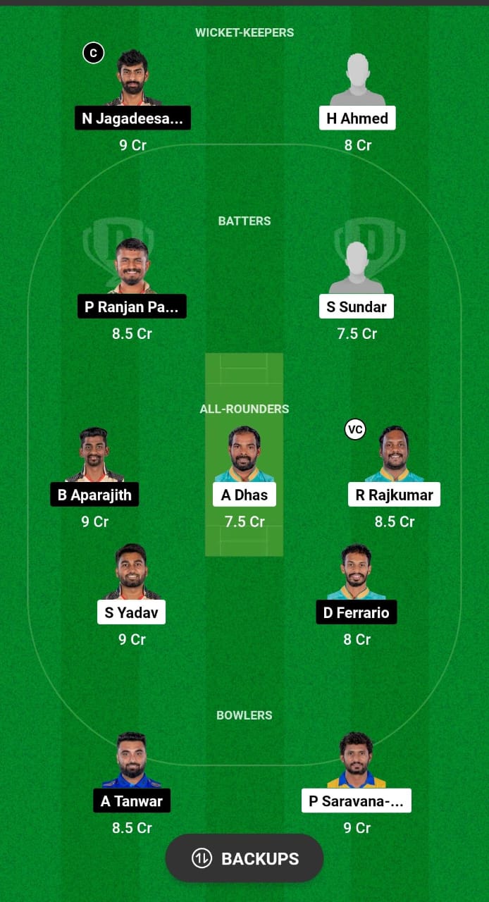 TGC vs CSG Dream11 Prediction Fantasy Cricket Tips Dream11 Team TNPL T20 2024 