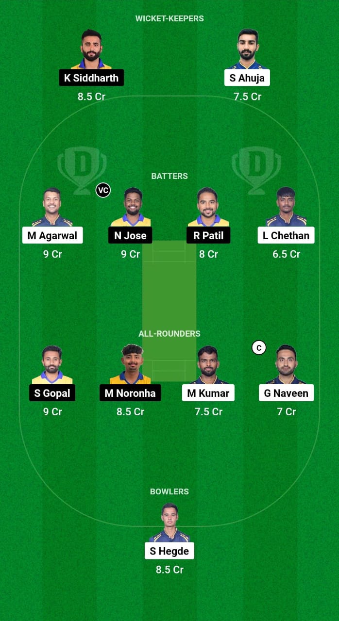 BB vs MD Dream11 Prediction Fantasy Cricket Tips Dream11 Team KSCA Maharaja T20 Trophy 2024 