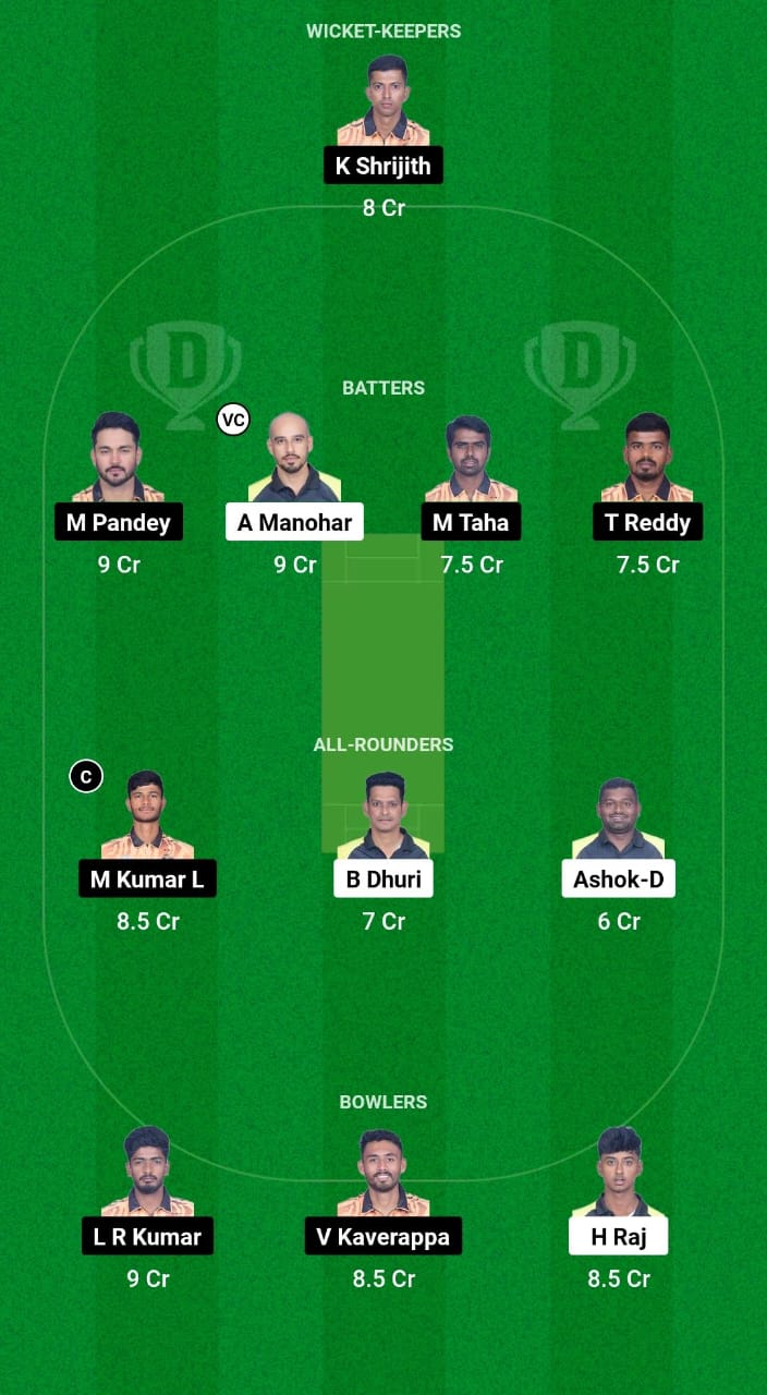 SL vs HT Dream11 Prediction Fantasy Cricket Tips Dream11 Team KSCA Maharaja T20 Trophy 2024 