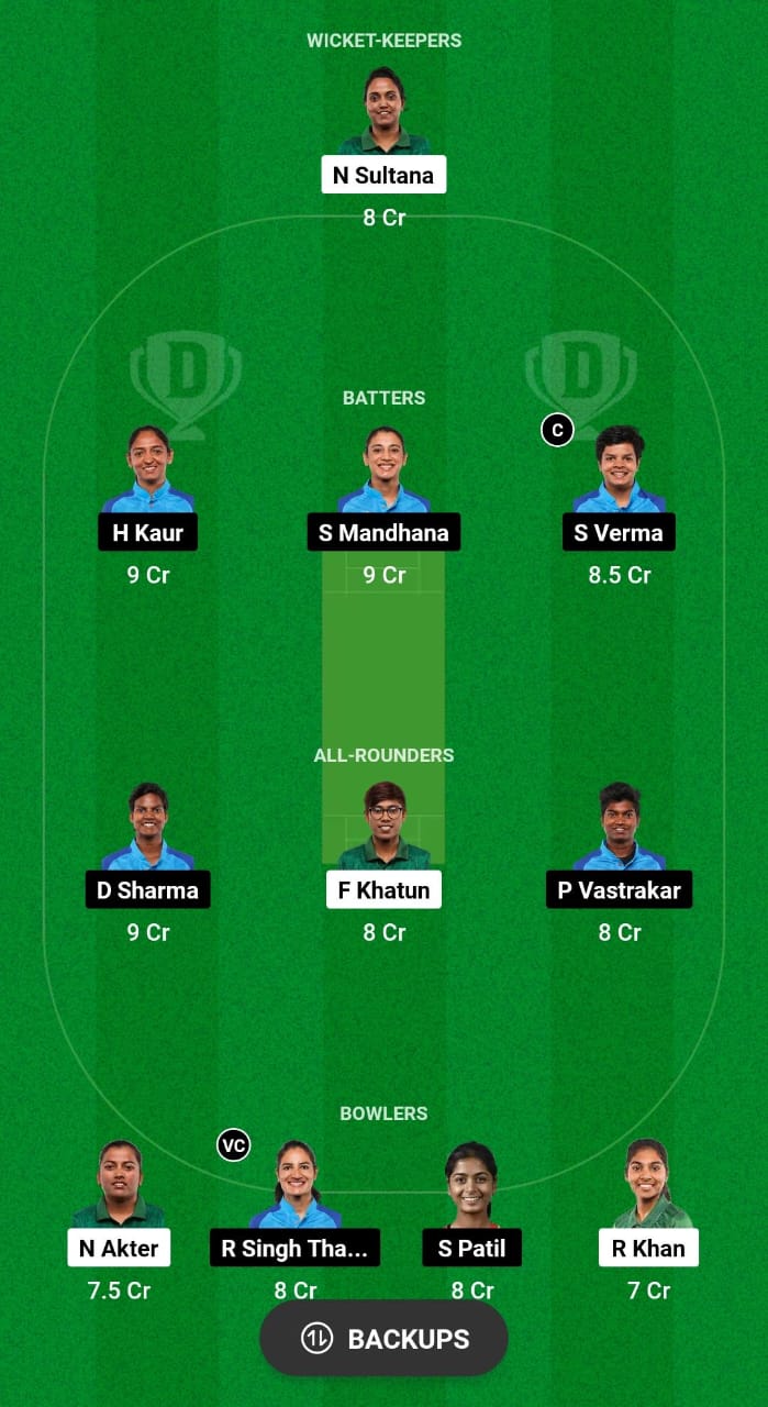 BD-W vs IN-W Dream11 Prediction Fantasy Cricket Tips Dream11 Team India Women Tour of Bangladesh