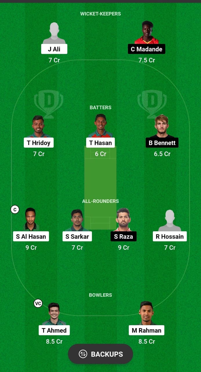 BAN vs ZIM Dream11 Prediction 