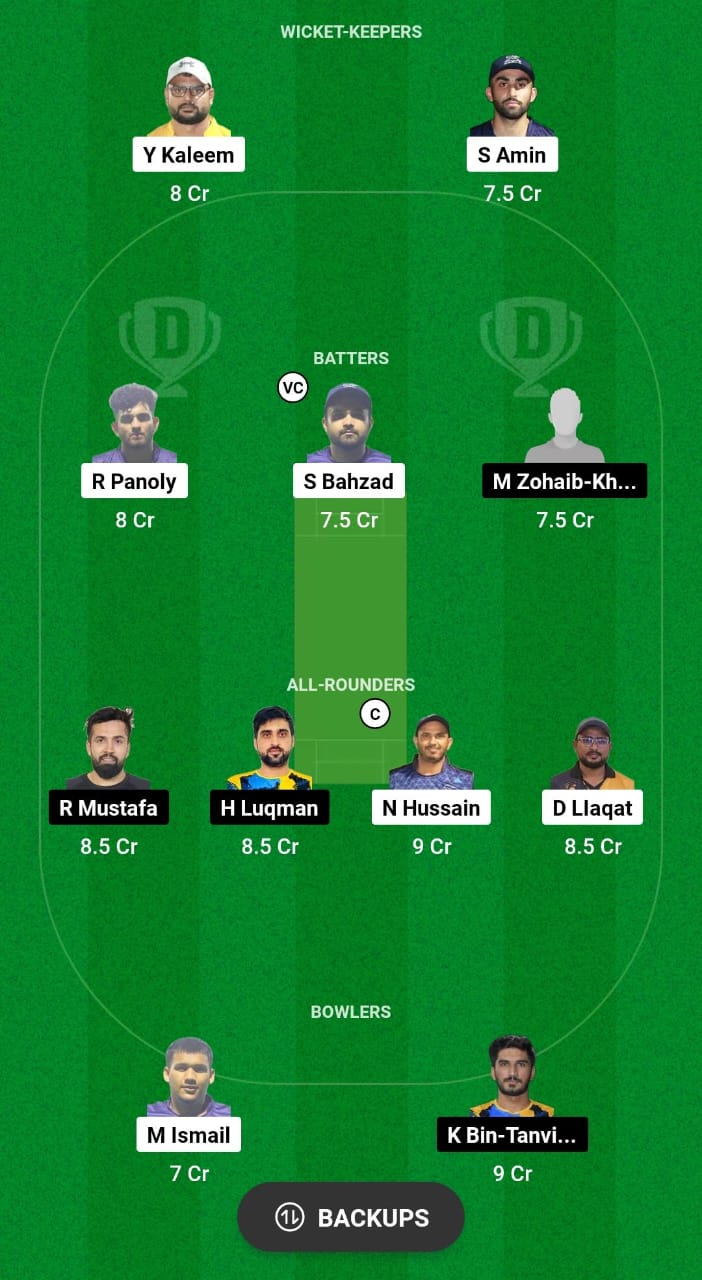 KWN vs ZGS Dream11 Prediction Fantasy Cricket Tips Dream11 Team UAE T10 Bukhatir League 