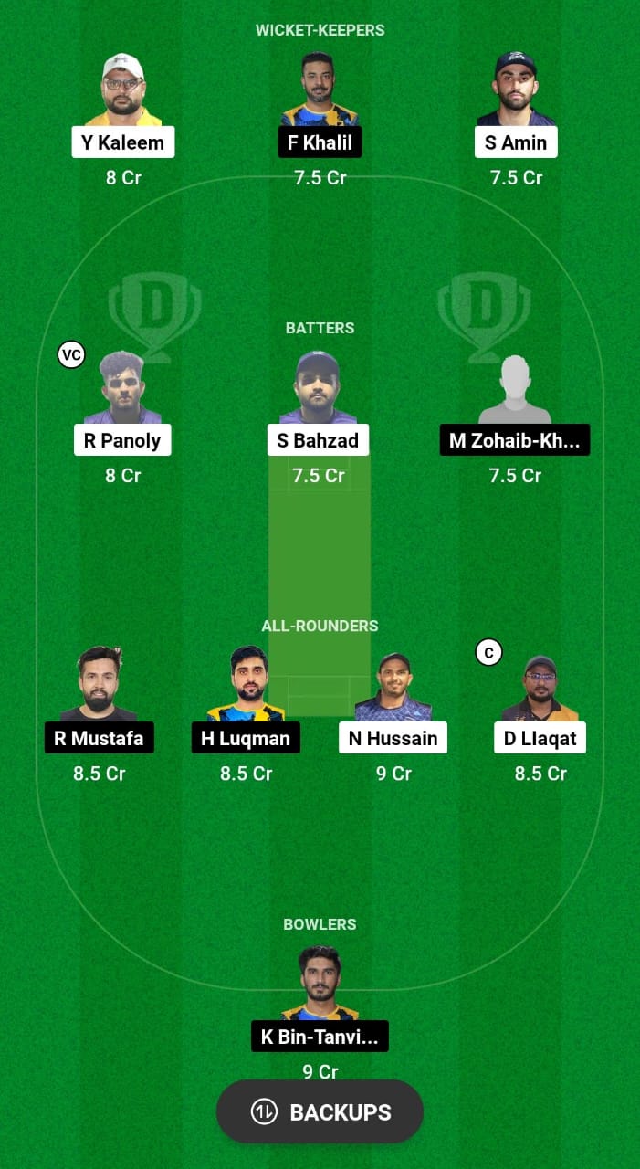 KWN vs ZGS Dream11 Prediction Fantasy Cricket Tips Dream11 Team UAE T10 Bukhatir League 