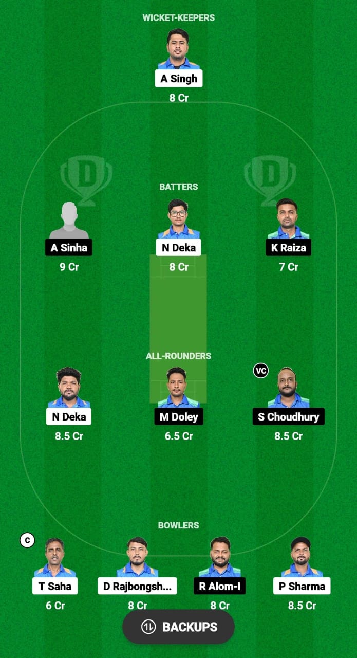 BCC vs SGC Dream11 Prediction Fantasy Cricket Tips Dream11 Team Assam Men's T20 Trophy
