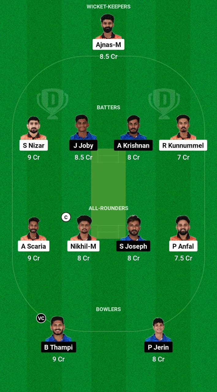 CG vs KBT Dream11 Prediction Fantasy Cricket Tips Dream11 Team Kerala T20 Trophy