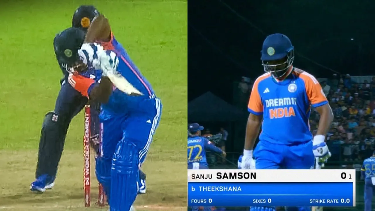 Watch: Maheesh Theekshana bamboozles Sanju Samson with a peach as batter fails after replacing Shubman Gill in India XI
