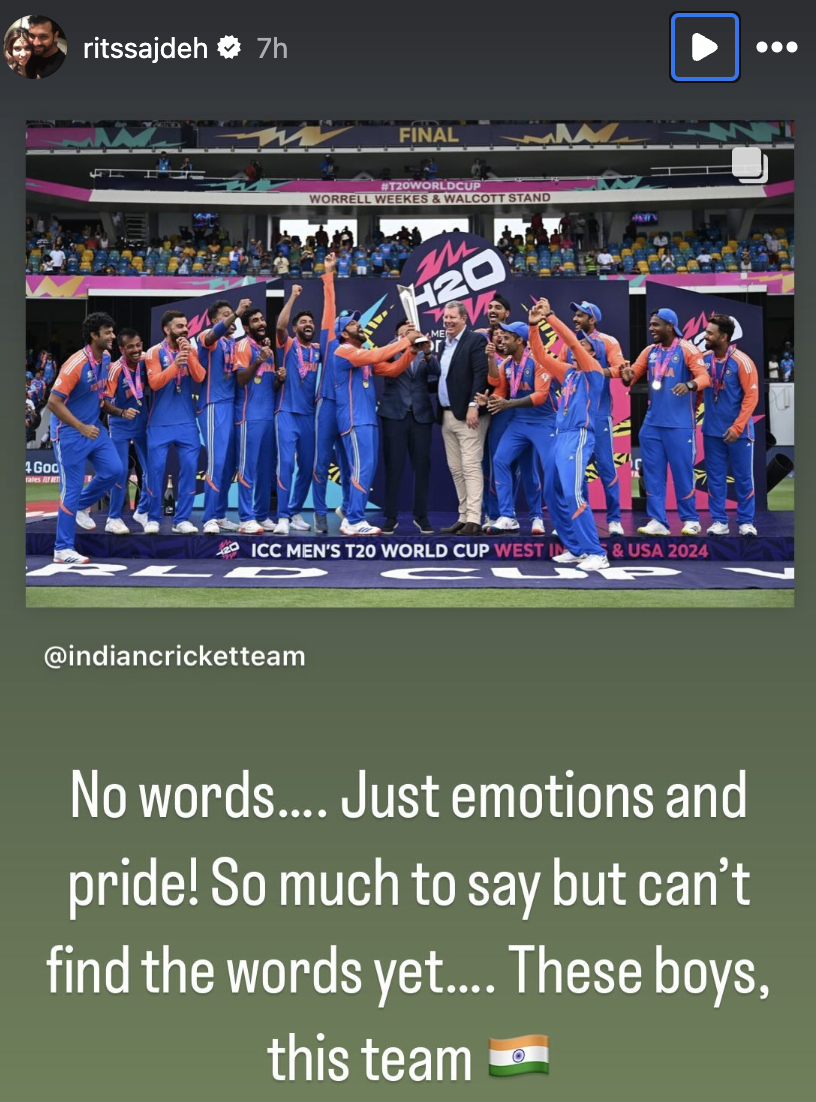 Ritika Sajdeh Instagram Story