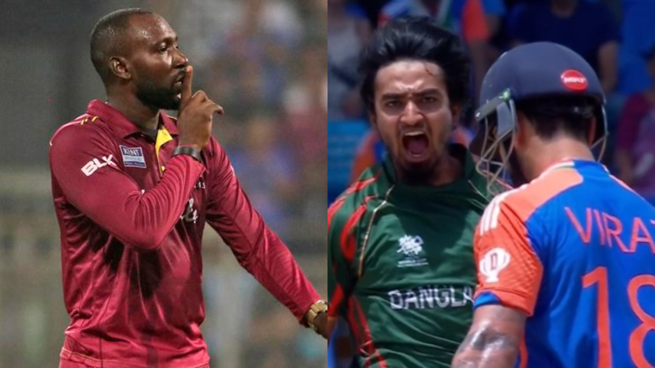 Kesrick Williams, Tanzim Hasan Sakib and Virat Kohli