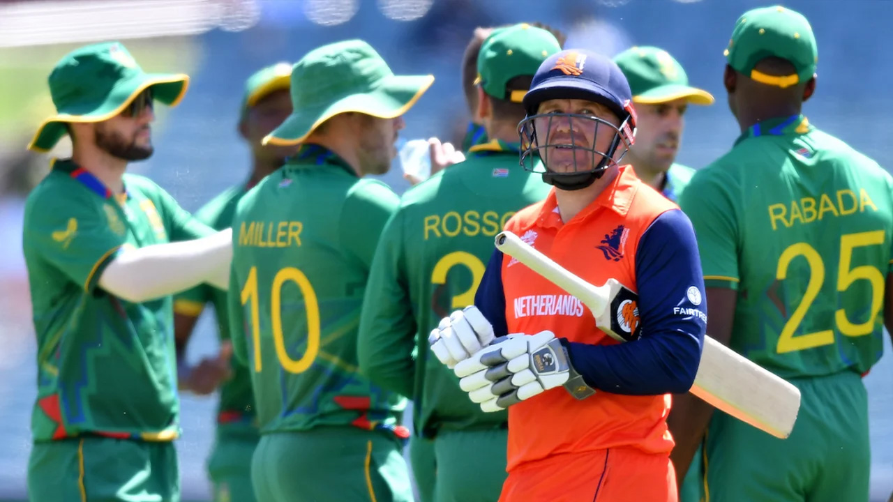 The South Africans Celebrate After Stephan Myburgh Fell To Aiden Markram