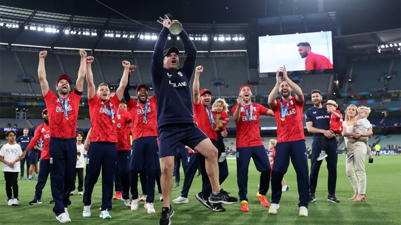 England Coach Matthew Mott Leads England's Celebrations