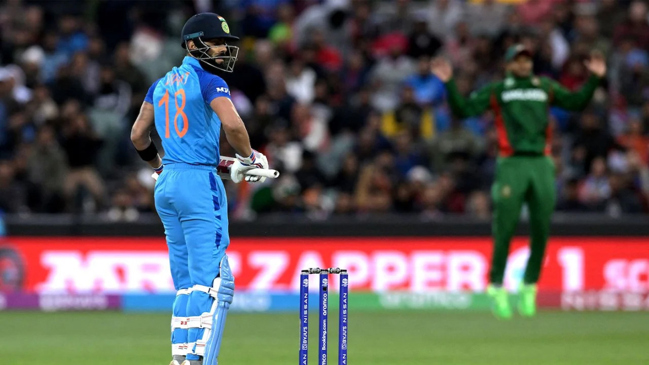 Virat Kohli Watches On As The Ball Goes Behind Square On The Off Side