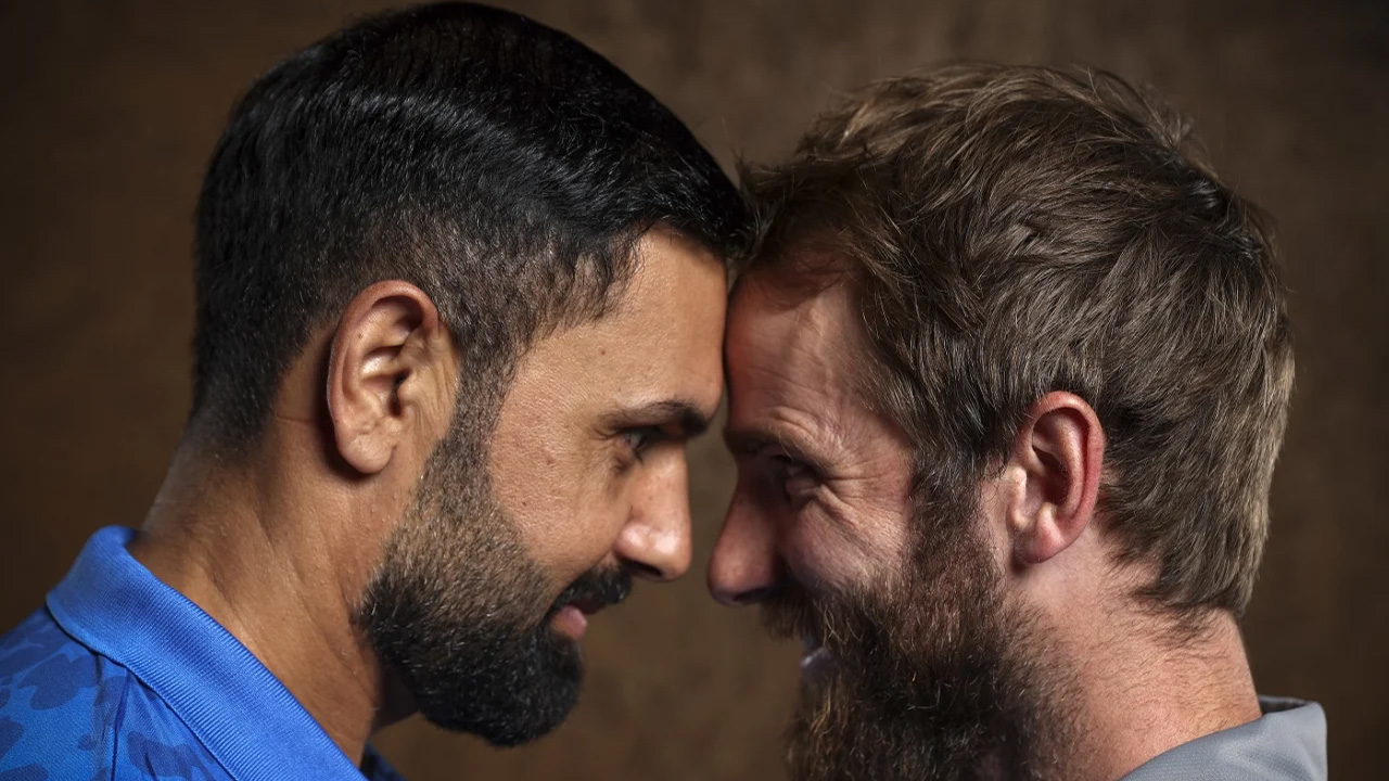 Mohammad Nabi And Kane Williamson Pose During A Photoshoot