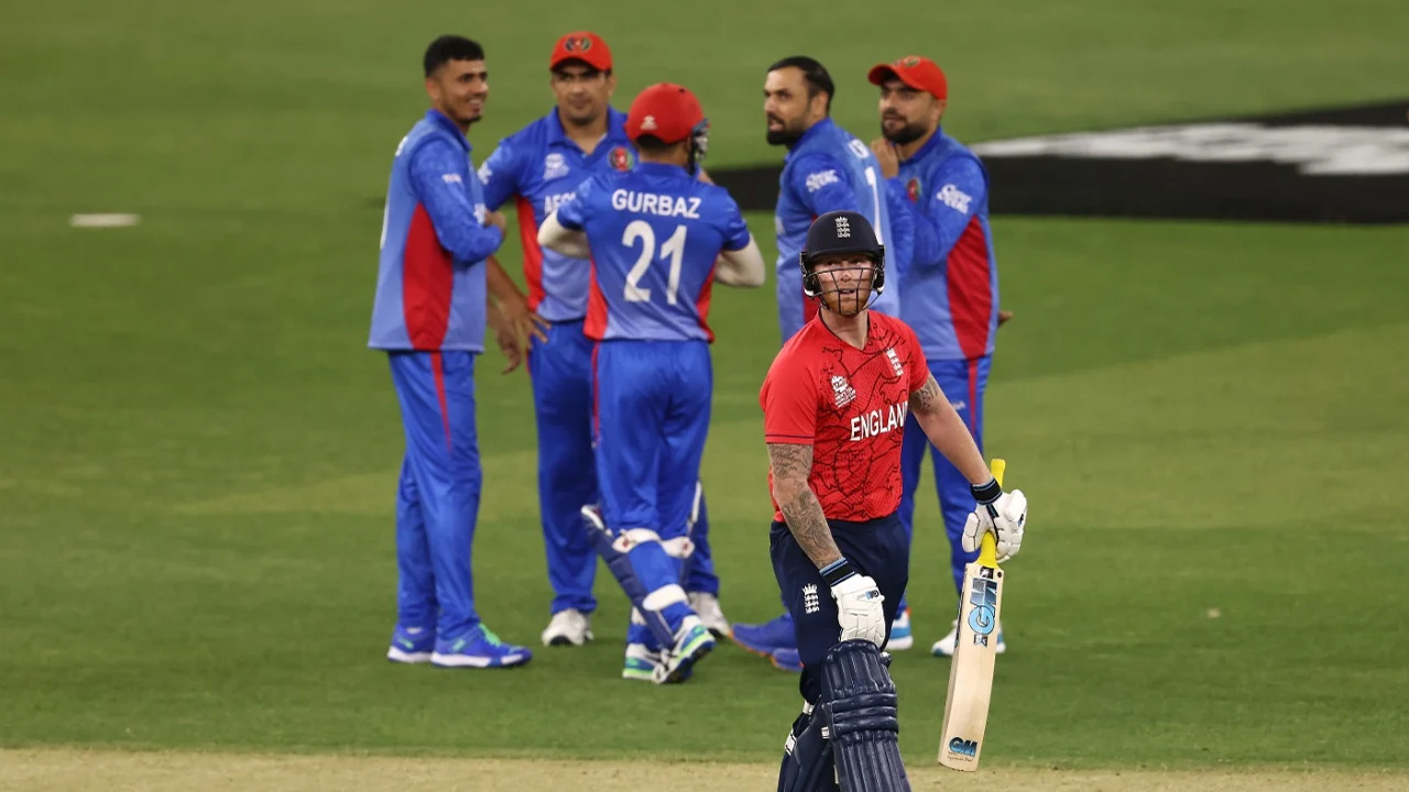 Ben Stokes walks back after being dismissed