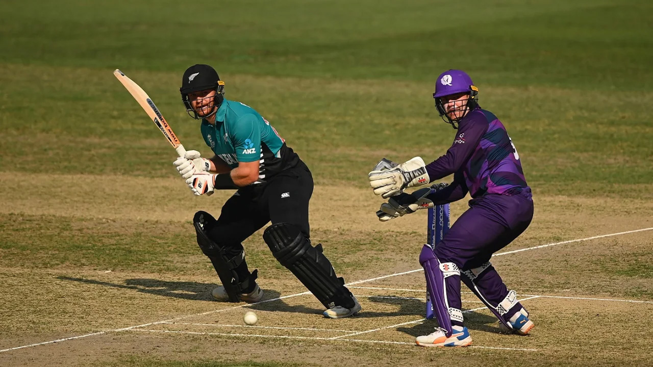 Glenn Phillips hits one behind