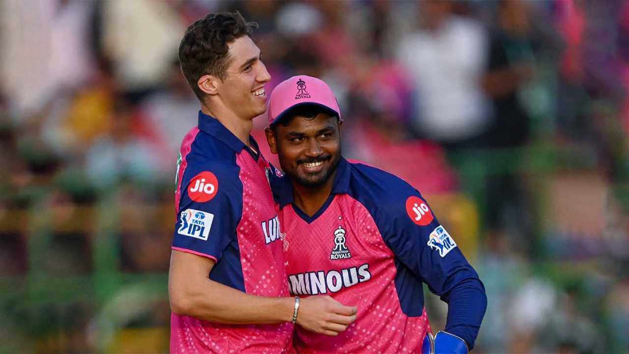 Nandre Burger celebrates his first IPL wicket