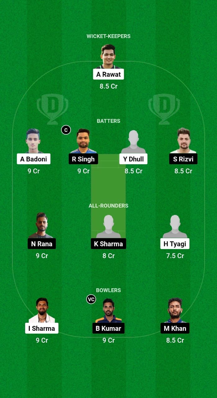 DEL vs UP Dream11 Prediction Fantasy Cricket Tips Dream11 Team Indian Domestic T20 Trophy