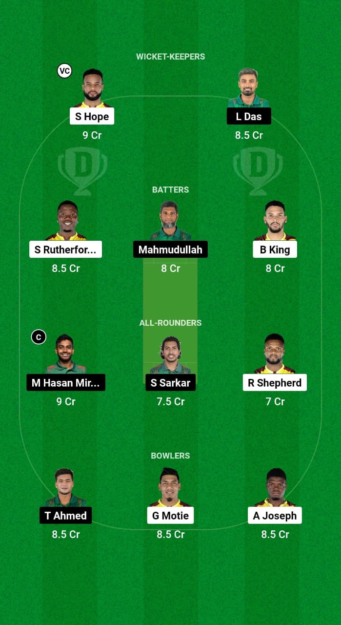 WI vs BAN Dream11 Prediction Fantasy Cricket Tips Dream11 Team Bangladesh Tour of West Indies 2024 