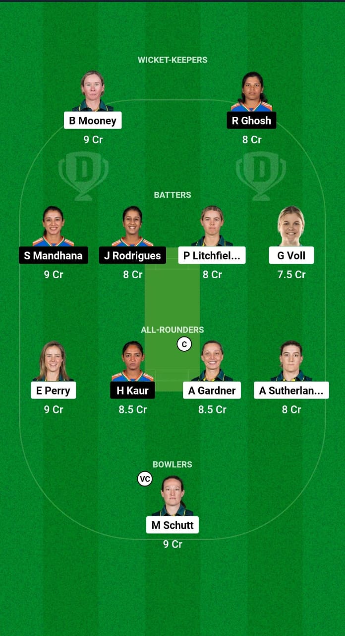 AU-W vs IN-W Dream11 Prediction Fantasy Cricket Tips Dream11 Team India Women Tour of Australia 2024 