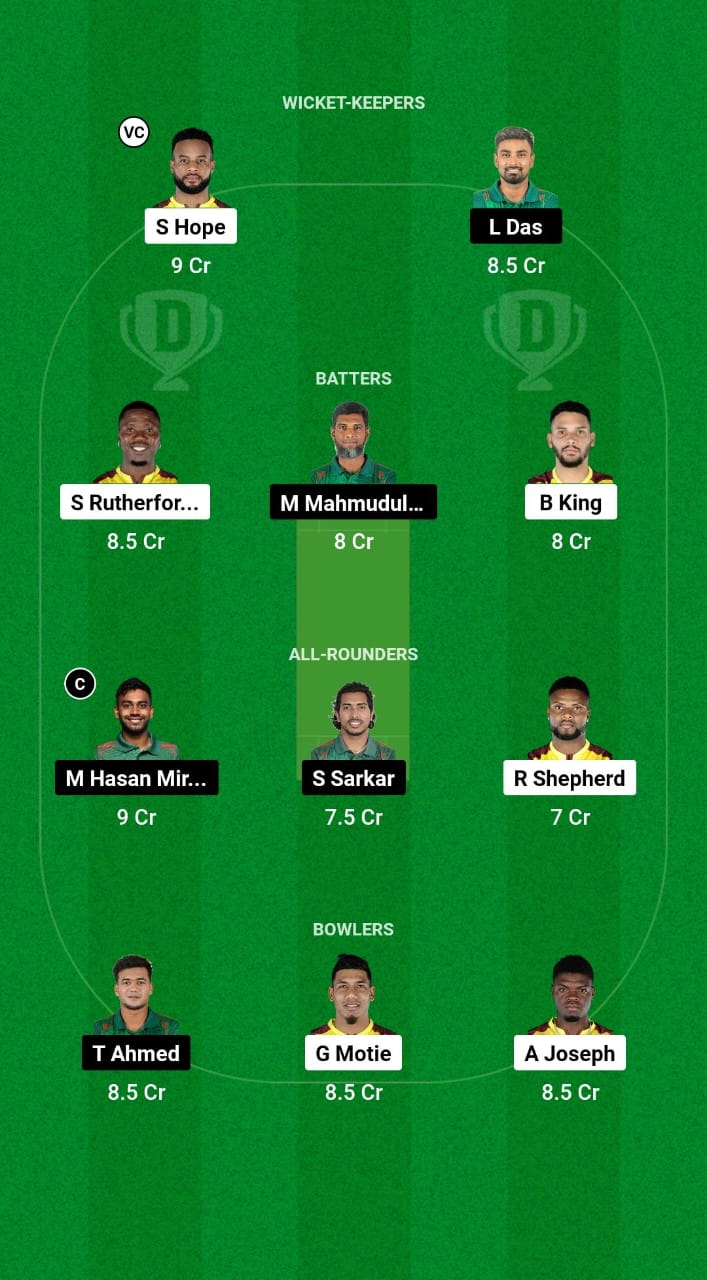 WI vs BAN Dream11 Prediction Fantasy Cricket Tips Dream11 Team Bangladesh Tour of West Indies 2024 