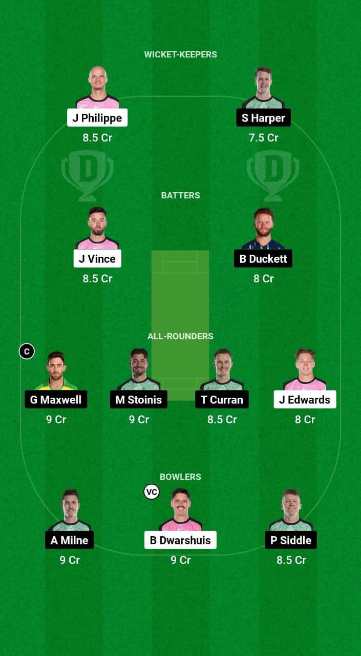 SIX vs STA Dream11 Prediction Fantasy Cricket Tips Dream11 Team BBL 2024 