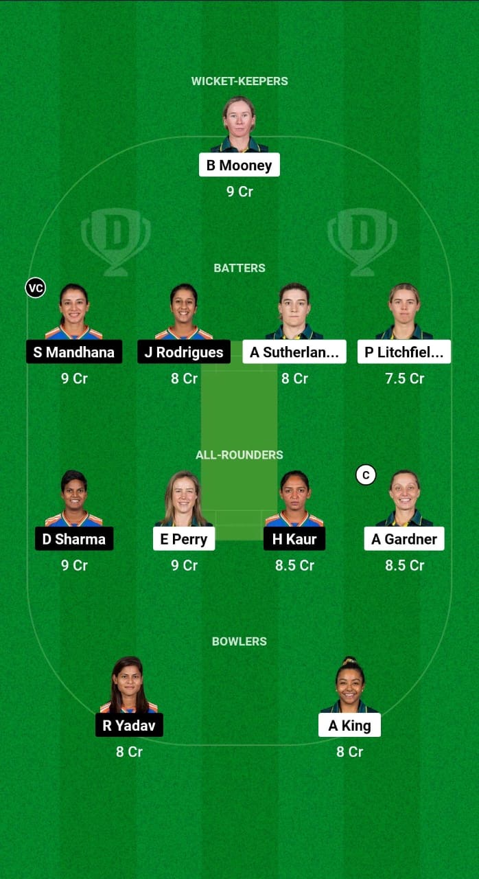 AU-W vs IN-W Dream11 Prediction Fantasy Cricket Tips Dream11 Team India Women Tour of Australia