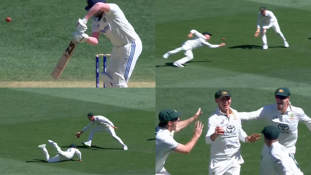 Nathan McSweeney Marnus Labuschagne Relay Catch To Dismiss Harshit Rana