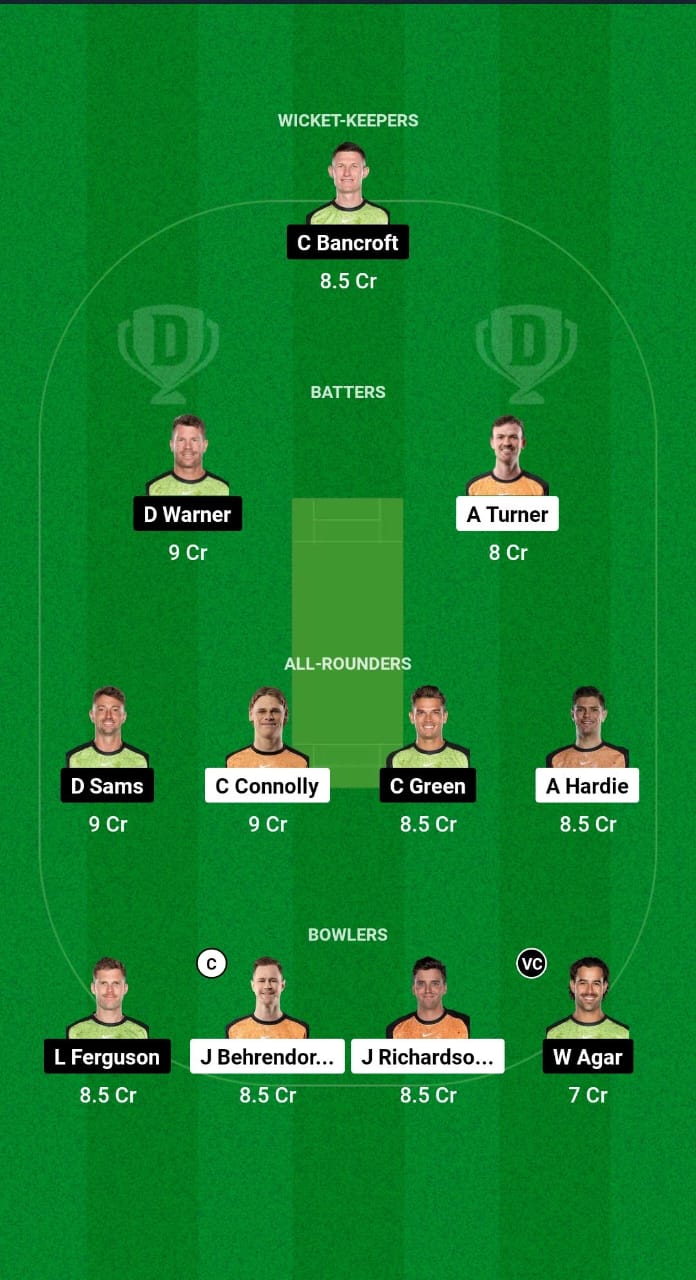 SCO vs THU Dream11 Prediction Fantasy Cricket Tips Dream11 Team BBL 2024 