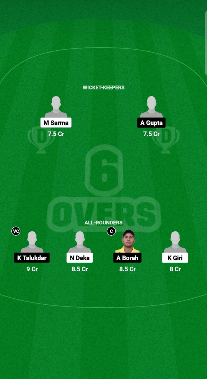 1000574213 SGH vs CRK Dream11 Prediction Fantasy Cricket Tips Dream11 Team Guwahati Sixes 2025