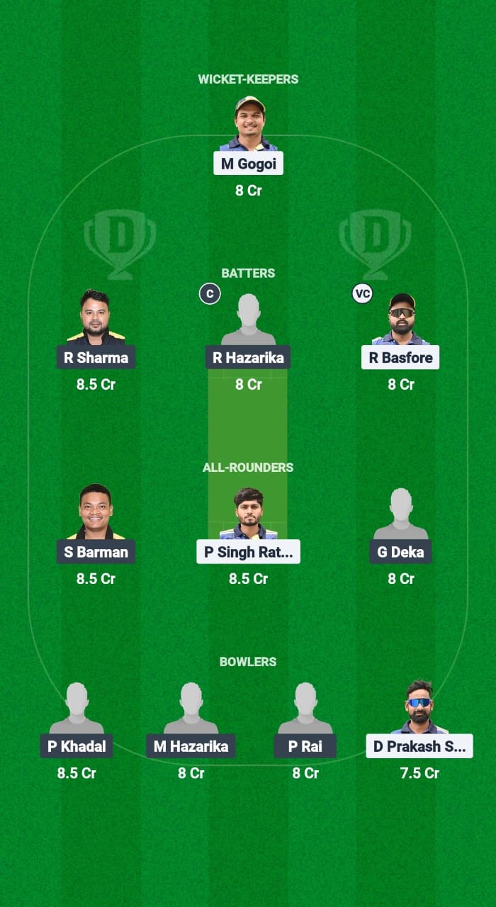 BDM vs CCC Dream11 Prediction Fantasy Cricket Tips Dream11 Team Guwahati Premier League T20 2025 