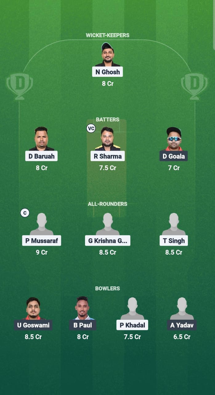 1000654363 CCC vs SMH Dream11 Prediction Fantasy Cricket Tips Dream11 Team Guwahati T20 Spring League 2025