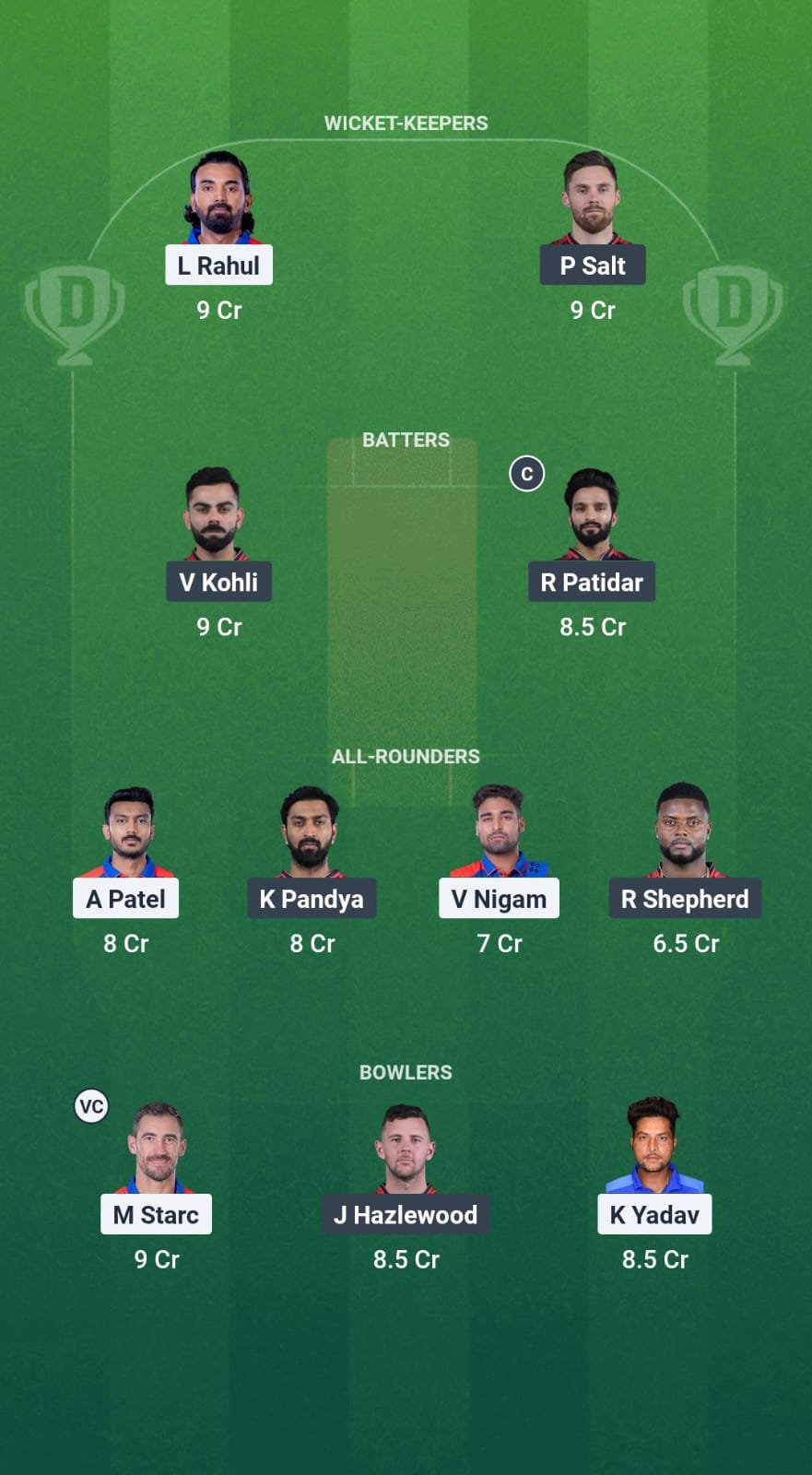 DC vs RCB Dream11 Prediction Fantasy Cricket Tips Dream11 Team IPL 2025 