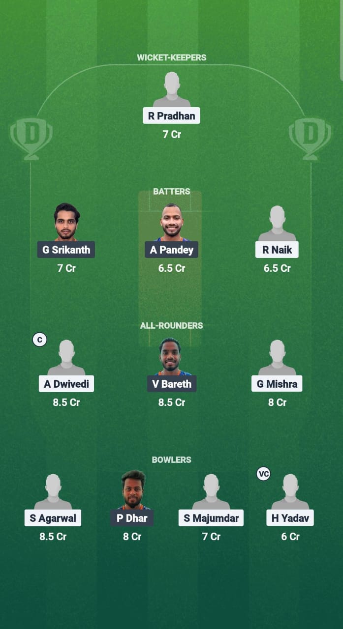 PC vs BB Dream11 Prediction Fantasy Cricket Tips Dream11 Team Chhattisgarh T20 2025 
