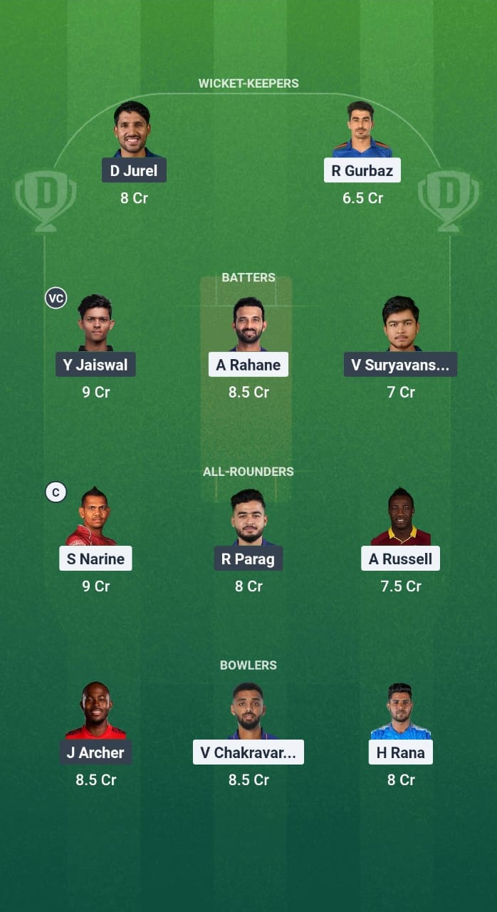 KKR vs RR Dream11 Prediction Fantasy Cricket Tips Dream11 Team IPL 2025 