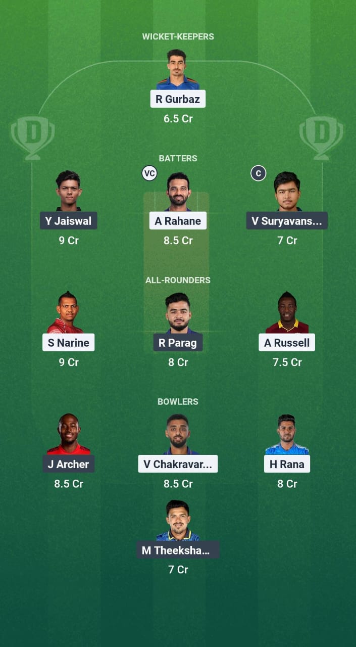 KKR vs RR Dream11 Prediction Fantasy Cricket Tips Dream11 Team IPL 2025 