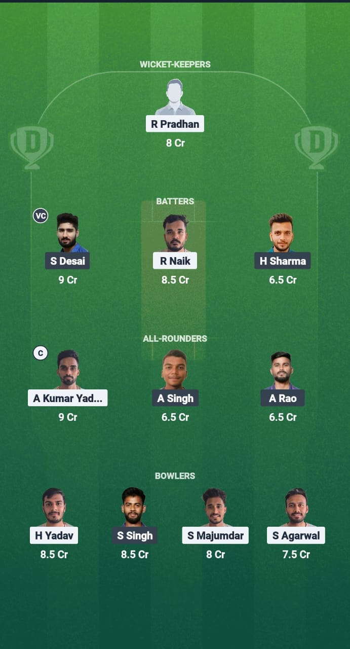 PC vs BCA Dream11 Prediction Fantasy Cricket Tips Dream11 Team Chhatisgarh T20 2025 