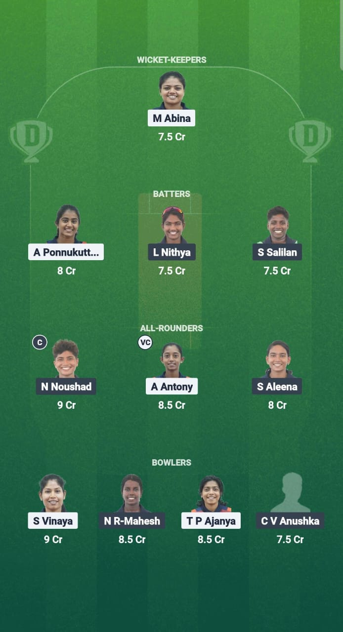 RUB vs EME Dream11 Prediction Fantasy Cricket Tips Dream11 Team Kerala T20 Womens Challenger Trophy 2025 