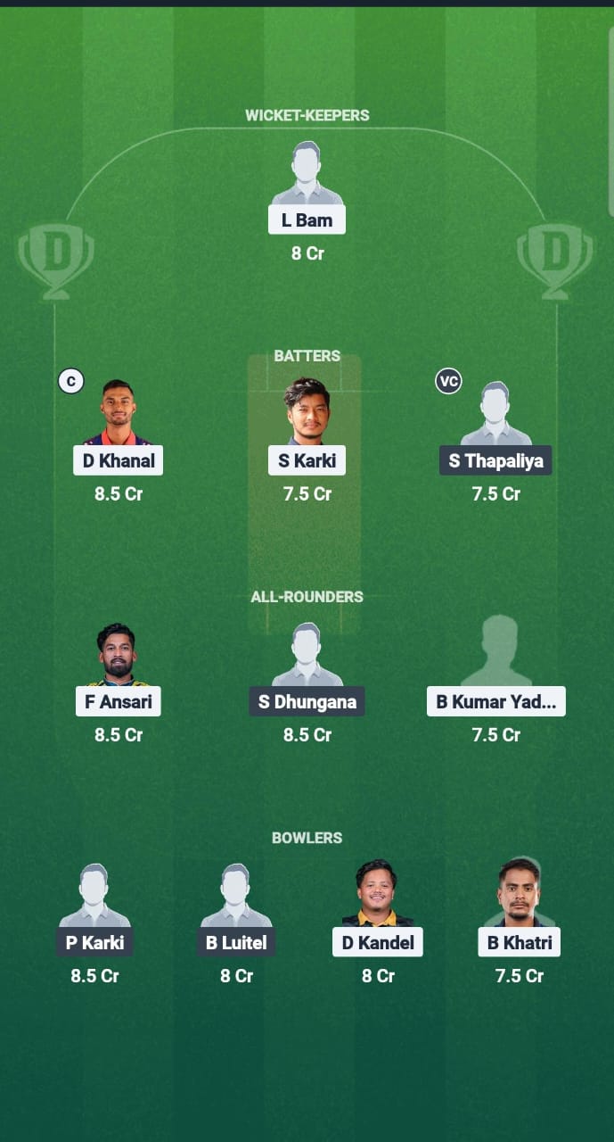 NBS vs KPL Dream11 Prediction Fantasy Cricket Tips Dream11 Team Nepal T10 2025 