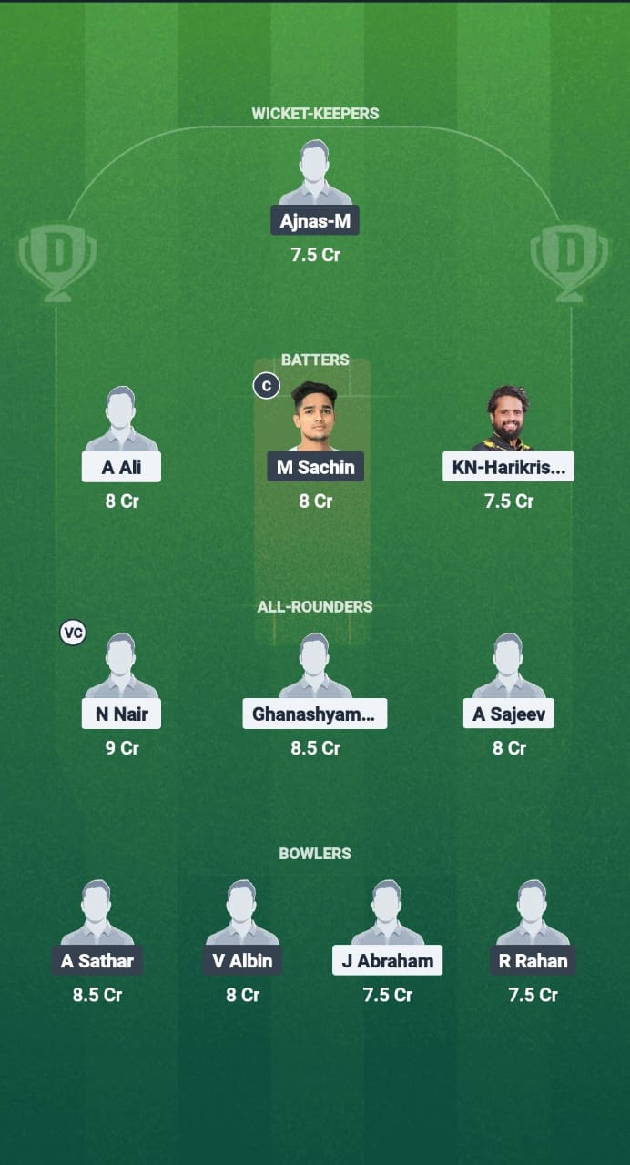 KOY vs WAN Dream11 Prediction Fantasy Cricket Tips Dream11 Team Kerala T20 Men's Challenger Trophy 2025 