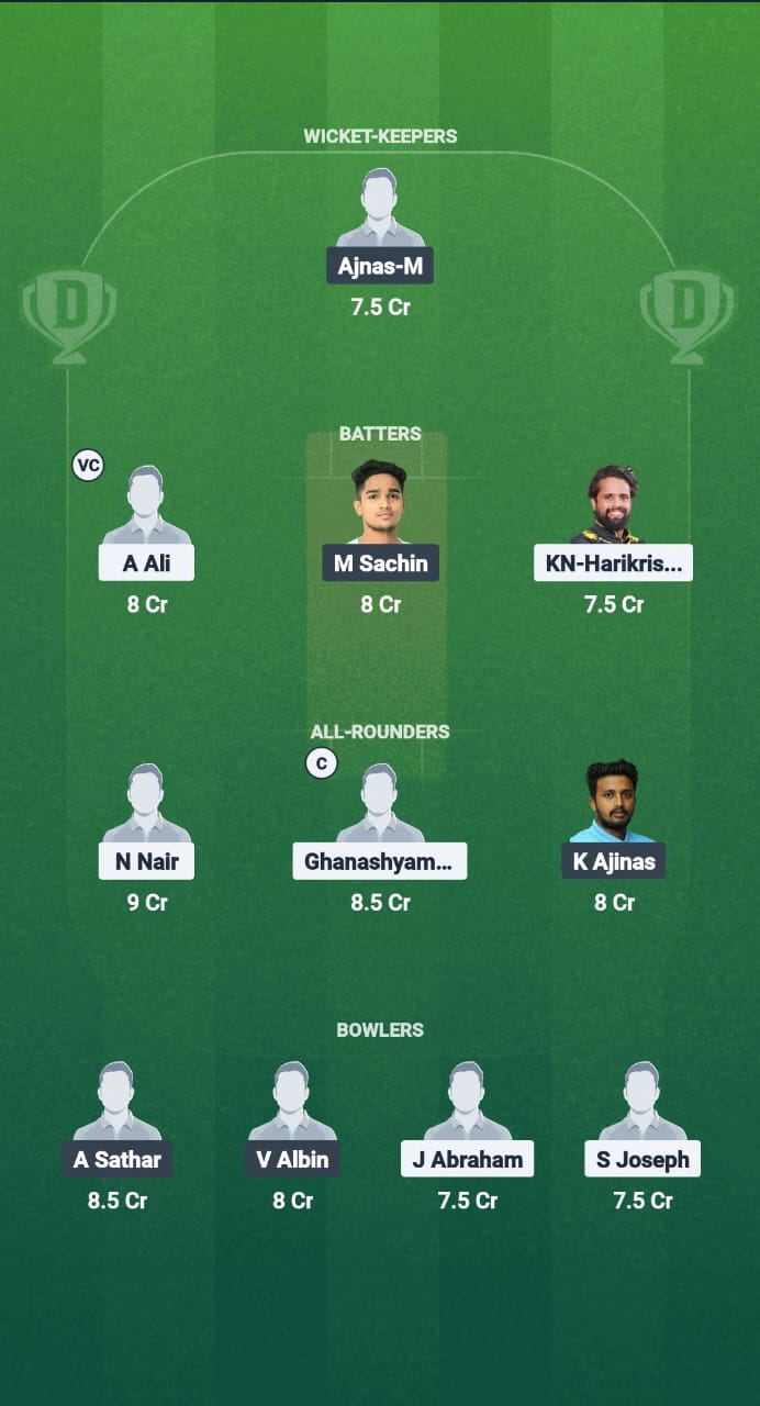 KOY vs WAN Dream11 Prediction Fantasy Cricket Tips Dream11 Team Kerala T20 Men's Challenger Trophy 2025 