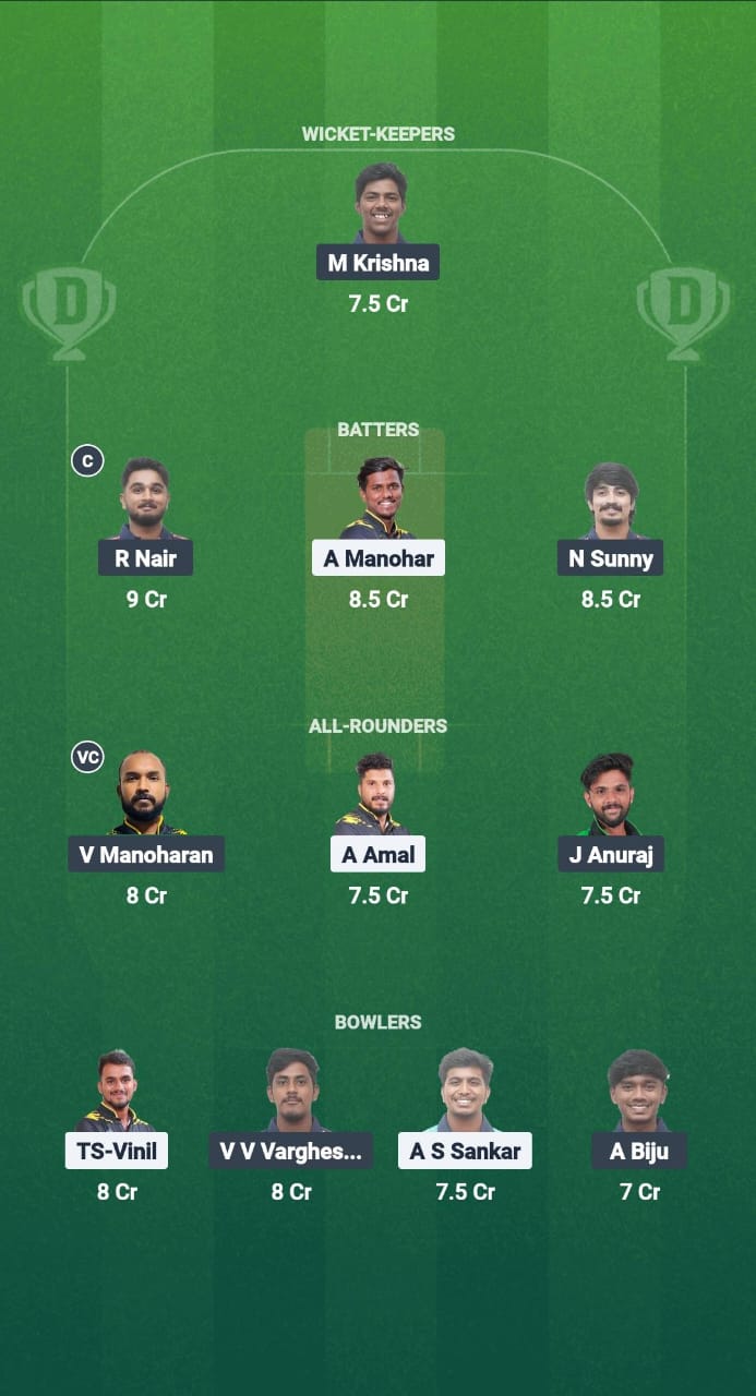 1000682986 KOL vs CDS Dream11 Prediction Fantasy Cricket Tips Dream11 Team Kerala T20 Men's Challenger Trophy 2025