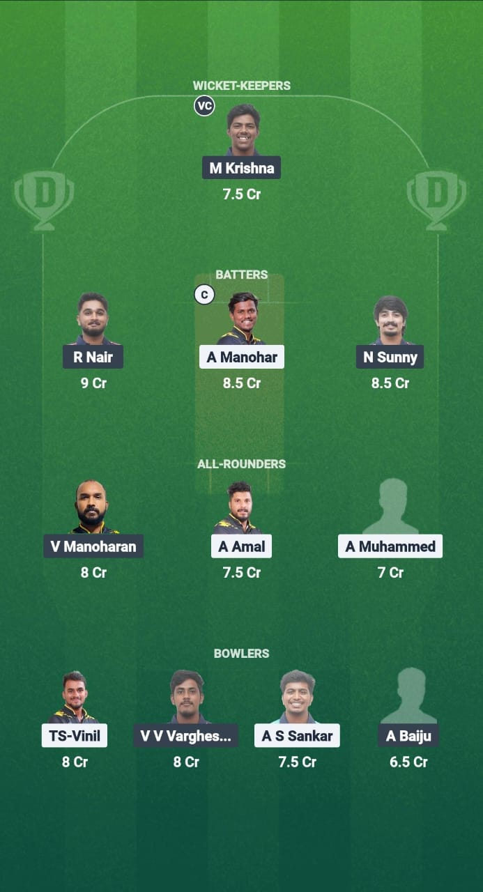 1000682989 KOL vs CDS Dream11 Prediction Fantasy Cricket Tips Dream11 Team Kerala T20 Men's Challenger Trophy 2025