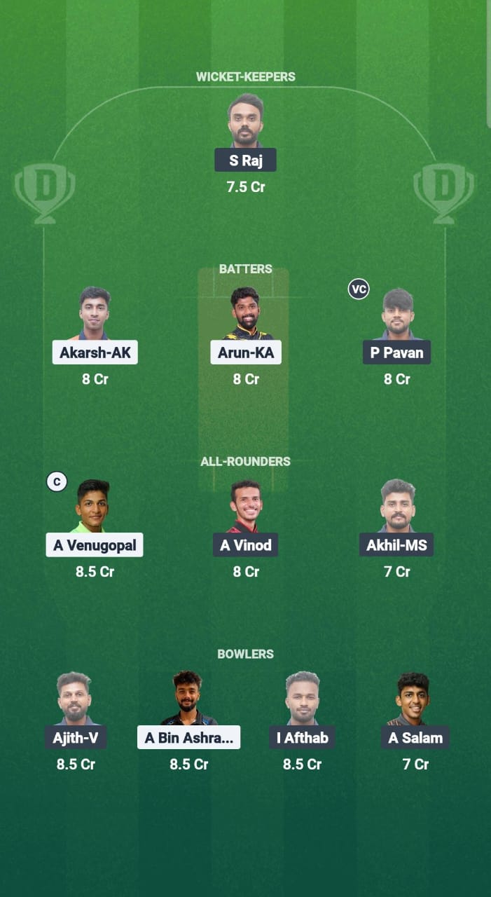 1000686866 TRI vs ERL Dream11 Prediction Fantasy Cricket Tips Dream11 Team Kerala T20 Men's Challenger Trophy 2025