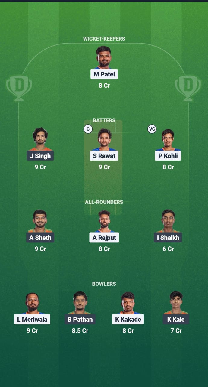 DDZ vs ASV Dream11 Prediction Fantasy Cricket Tips Dream11 Team Baroda T20 Premier League 2025 