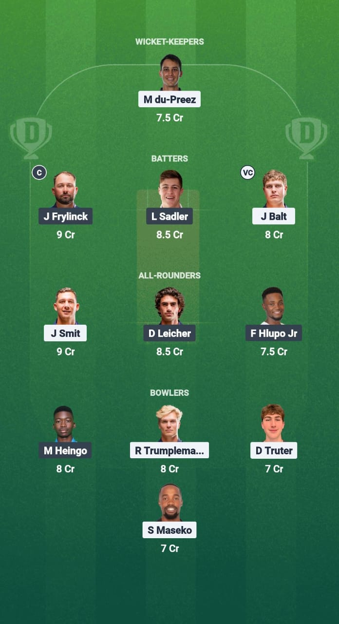 EVE vs PMW Dream11 Prediction Fantasy Cricket Tips Dream11 Team Namibia T20 2025