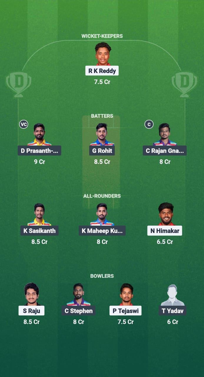 BVB vs TBW Dream11 Prediction Fantasy Cricket Tips Dream11 Team Andhra T20 League 2025