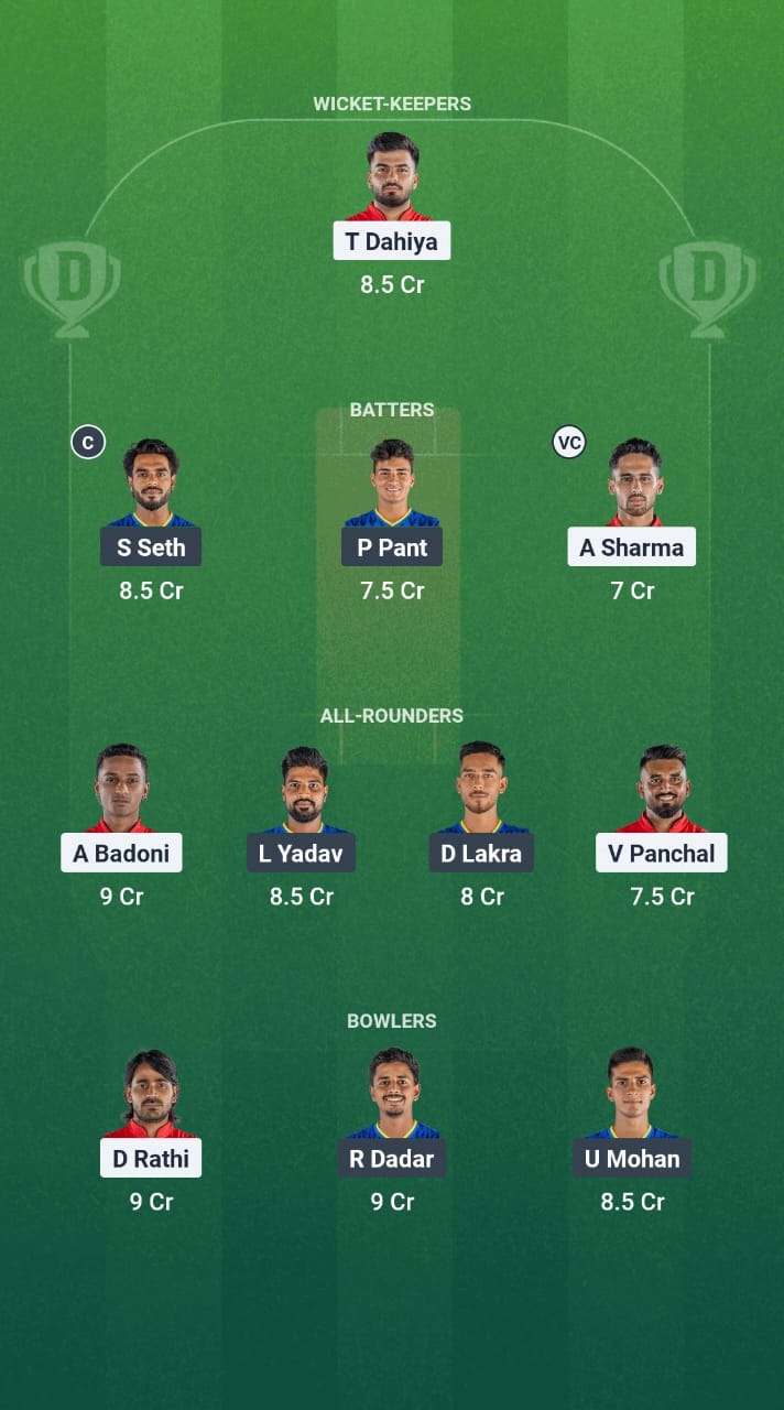 SDS vs PD Dream11 Prediction Fantasy Cricket Tips Dream11 Team Delhi T20 Premier League 2025