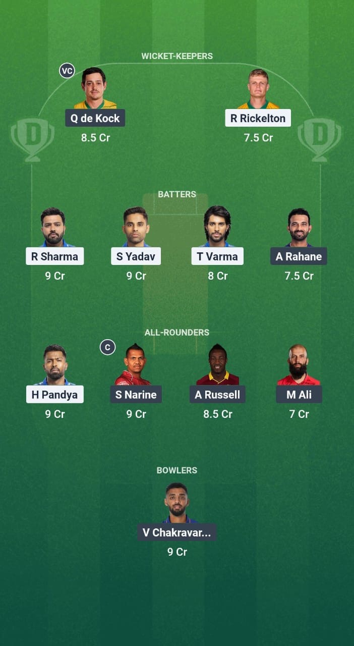 Mumbai Indians vs Kolkata Knight Riders Dream11 Prediction Fantasy Cricket Tips Dream11 Team IPL 2025