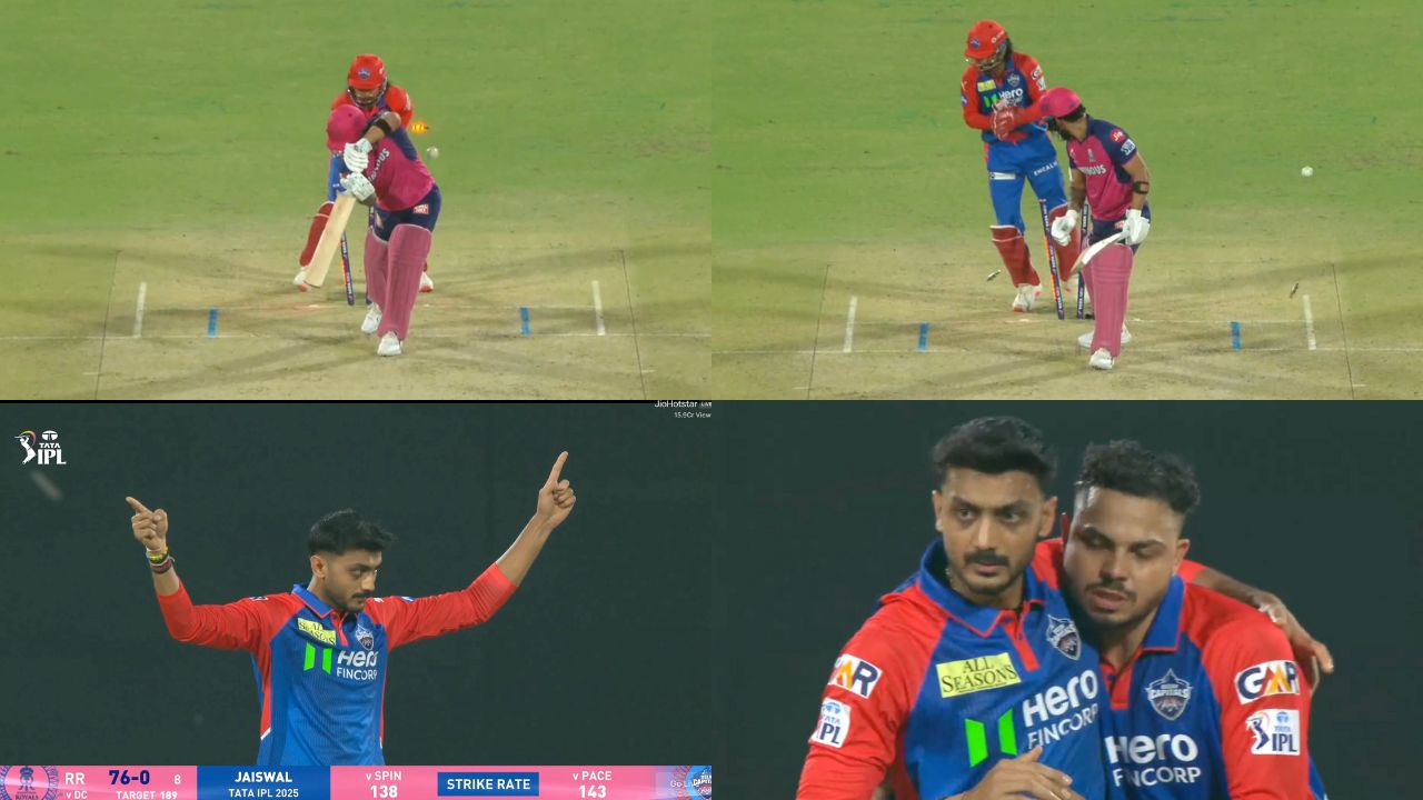 Axar Patel Clean Bolds Riyan Parag