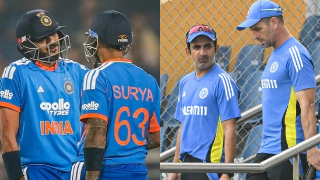 Axar Patel, Suryakumar Yadav and  Ryan ten Doeschate